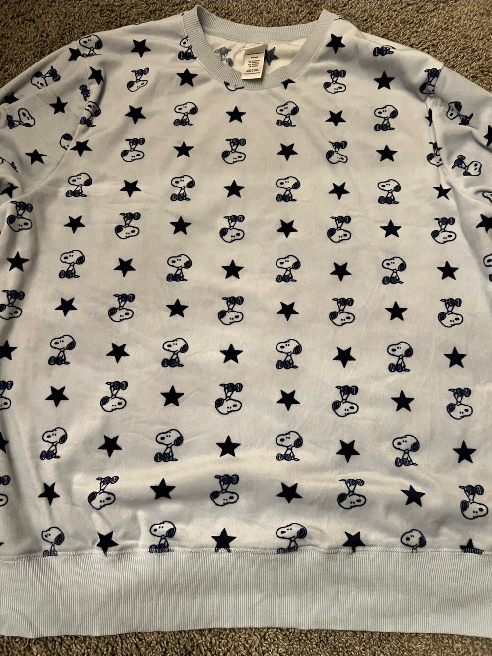 Light Blue Snoopy Star Print Crewneck and Pant Pajama Set - Picture 2 of 4